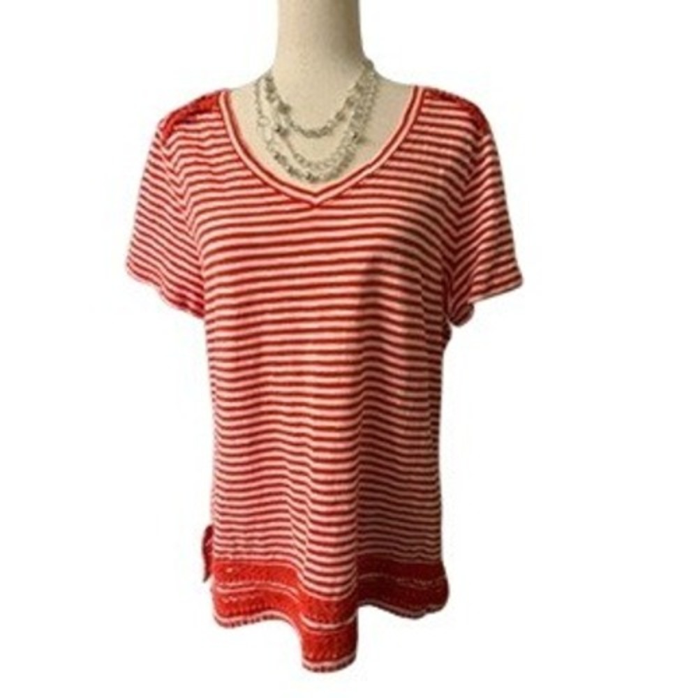 Talbots Woman's Red White Striped Top NWT‎ Size 1X